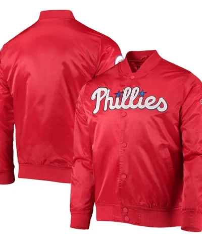 Philadelphia Phillies Wordmark Satin Red Jacket