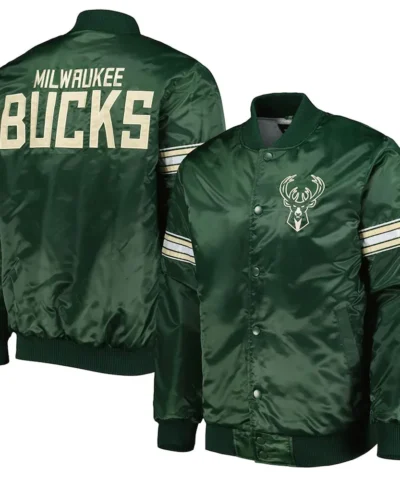 Pick Roll Milwaukee Bucks Hunter Green Satin Jacket