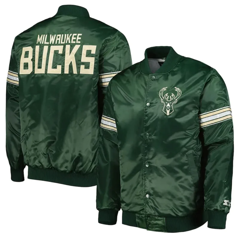 Pick Roll Milwaukee Bucks Hunter Green Satin Jacket