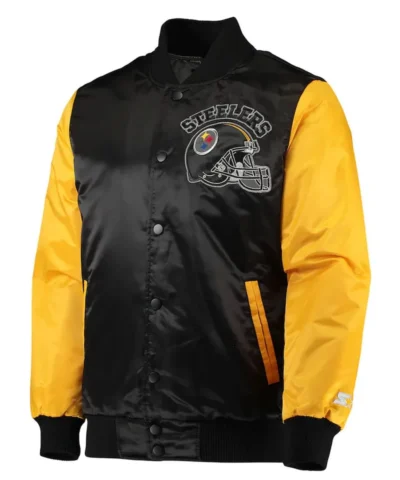 Pittsburgh Steelers Satin Black and Yellow Jacket