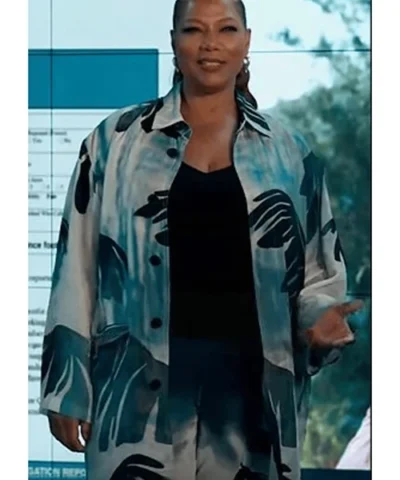Queen Latifah The Equalizer S05 Palm Leaf Print Cotton Coat