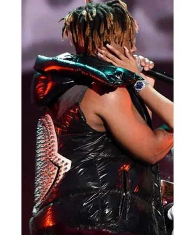 Rapper Juice Wrld Black Puffer Vest With Studs For Sale