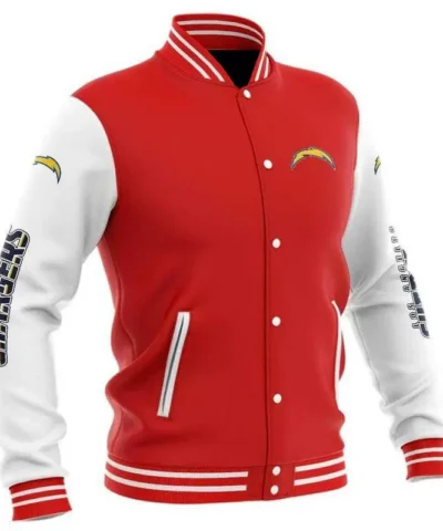 Red Los Angeles Chargers NFL Baseball Varsity Jacket