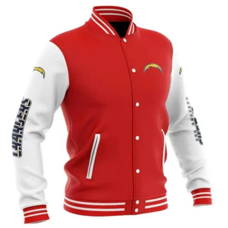 Red Los Angeles Chargers NFL Baseball Varsity Jacket