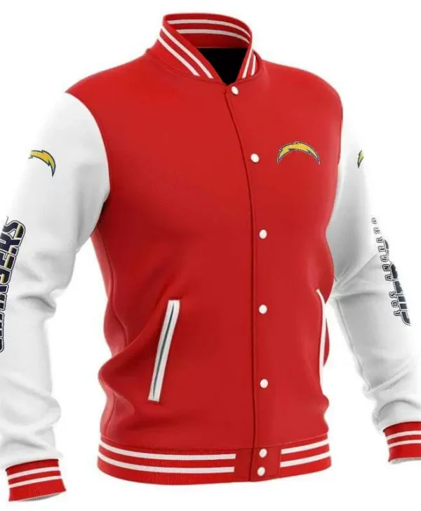 Red Los Angeles Chargers NFL Baseball Varsity Jacket