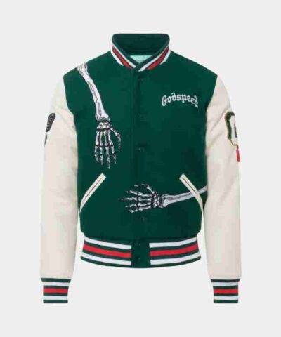 Rod Godspeed Skull Varsity Green Jacket