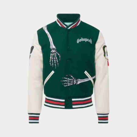 Rod Godspeed Skull Varsity Green Jacket