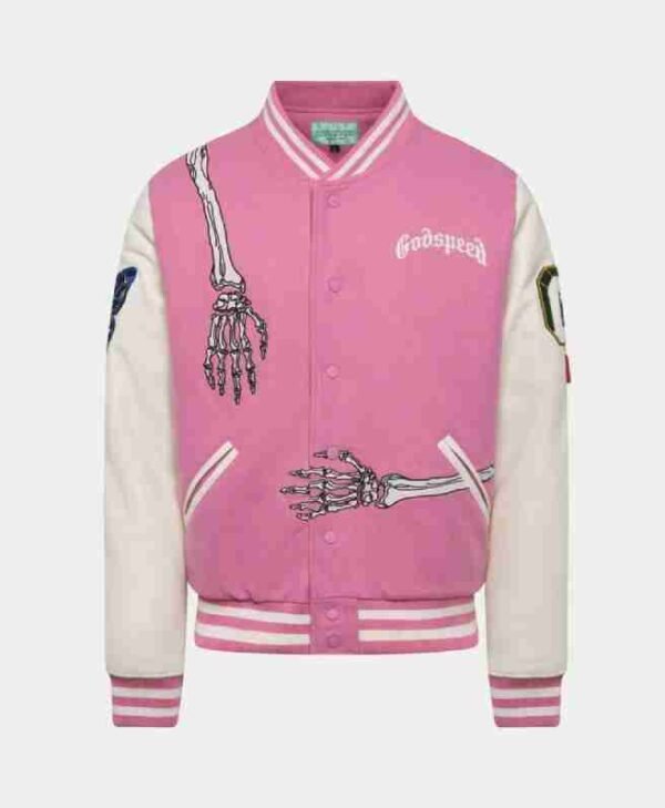 Rod Godspeed Skull Varsity Pink Jacket