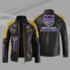 Sacramento Kings NBA Block Black Yellow Leather Jacket