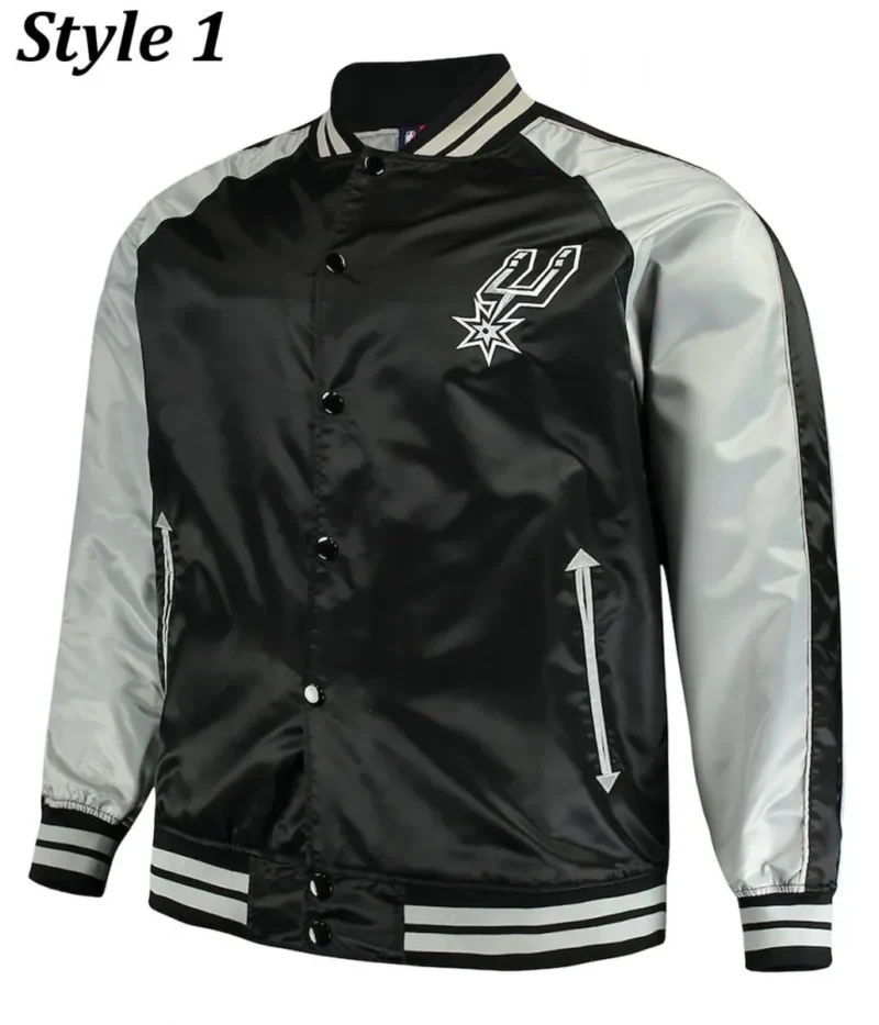 San Antonio Spurs Grey Black Satin Jacket