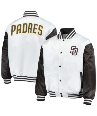 San Diego Padres Full Snap White Satin Jacket