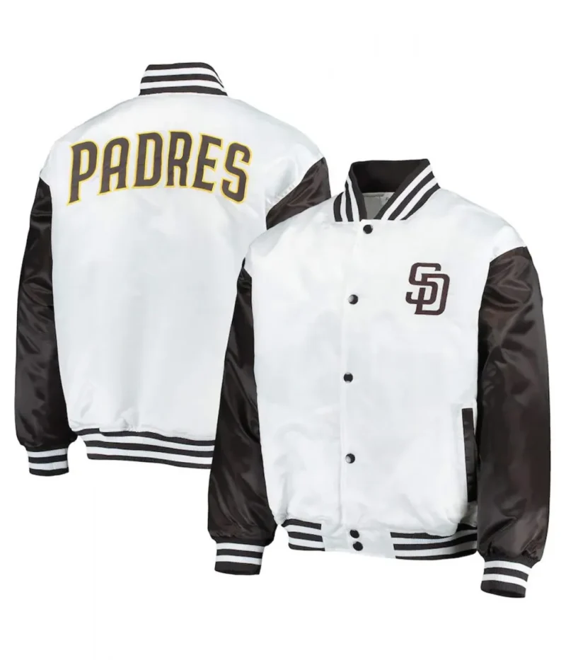 San Diego Padres Full Snap White Satin Jacket