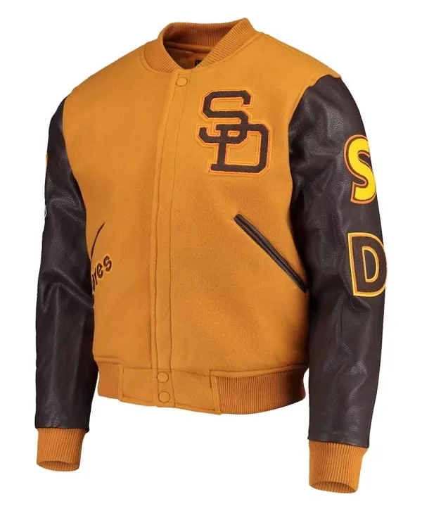 San Diego Padres Full Zip Logo Brown Varsity Jacket