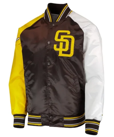 San Diego Padres Raglan Reliever Satin Varsity Jacket