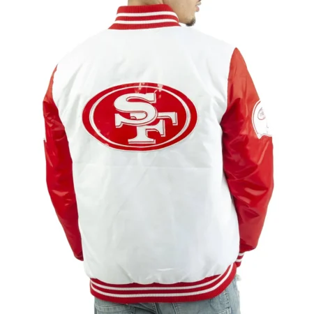 San Francisco 49ers White and Red Satin Jackets