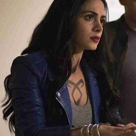 Shadowhunters Isabelle Lightwood Blue Leather Jacket