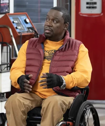 Shifting Gears S01 Daryl Mitchell Maroon Puffer Vest