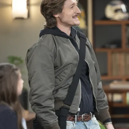 Shifting Gears S01 Lucas Neff Grey Satin Bomber Jacket