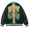 Skeleton Furry Bone Patchwork Black Green Jackets