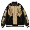 Skeleton Furry Bone Patchwork Black Jacket