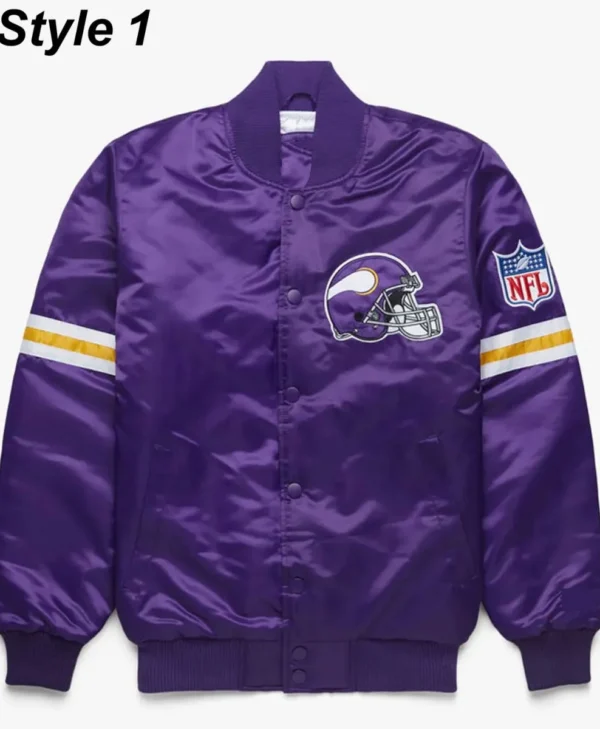 Starter Bomber Minnesota Vikings Purple Satin Jacket