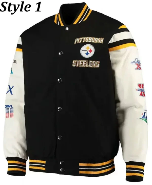 Super Bowl Champions Pittsburgh Steelers Black Letterman Jacket