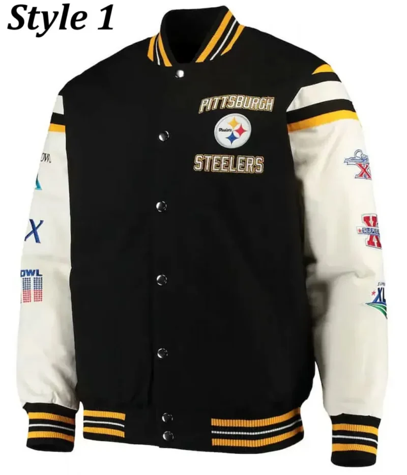 Super Bowl Champions Pittsburgh Steelers Black Letterman Jacket
