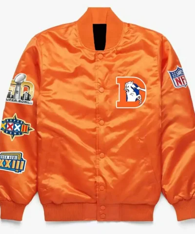 Super Bowl Denver Broncos Orange Satin Jacket