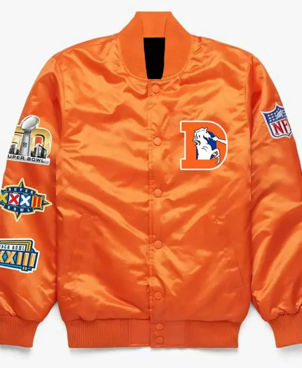 Super Bowl Denver Broncos Orange Satin Jacket