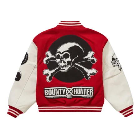 Supreme Bounty Hunter Red Wool Leather Varsity Jacket 4