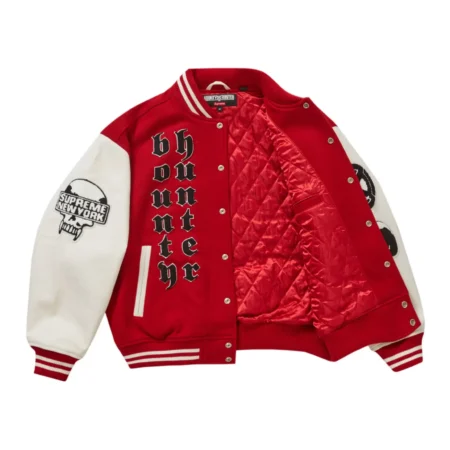 Supreme Bounty Hunter Red Wool Leather Varsity Jacket 5
