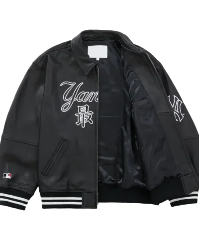 Supreme New York Yankees Kanji Black Leather Jacket 3