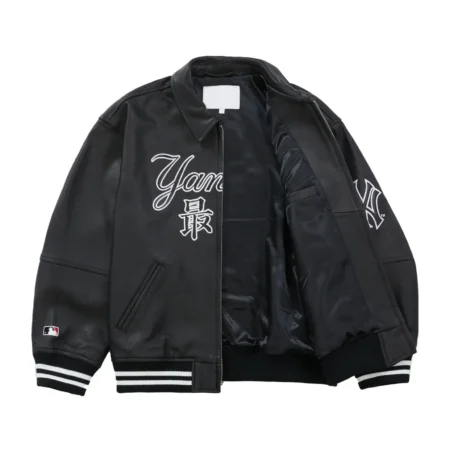 Supreme New York Yankees Kanji Black Leather Jacket 3