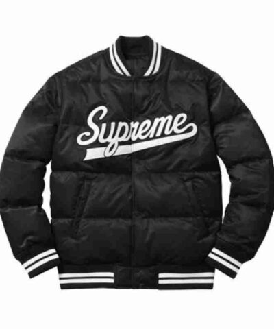 Supreme Puffy Black Varsity Jacket