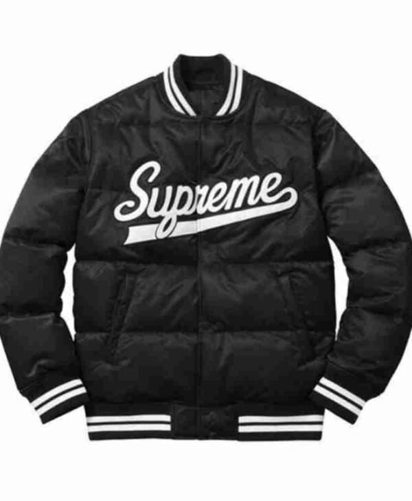 Supreme Puffy Black Varsity Jacket