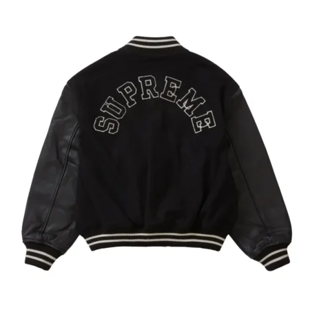 Supreme Tiger Black Wool Leather Varsity Jacket 2