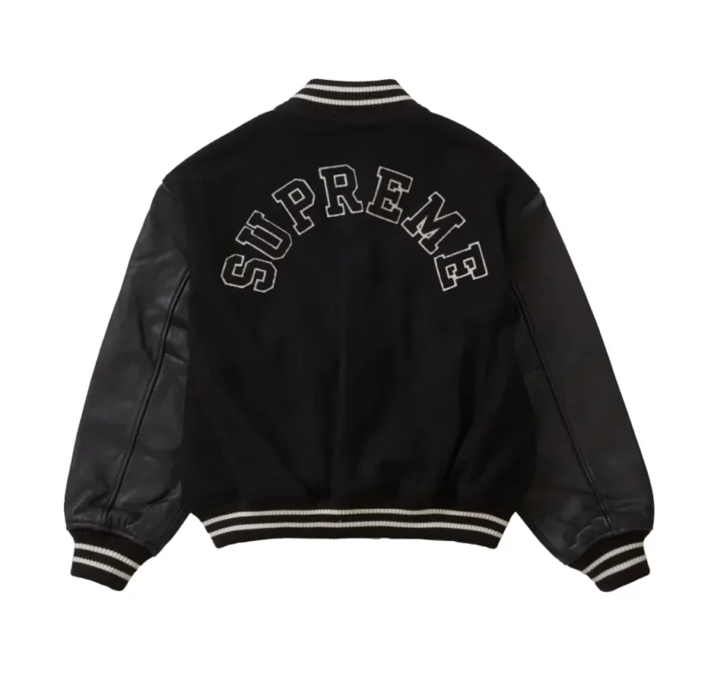 Supreme Tiger Black Wool Leather Varsity Jacket 2