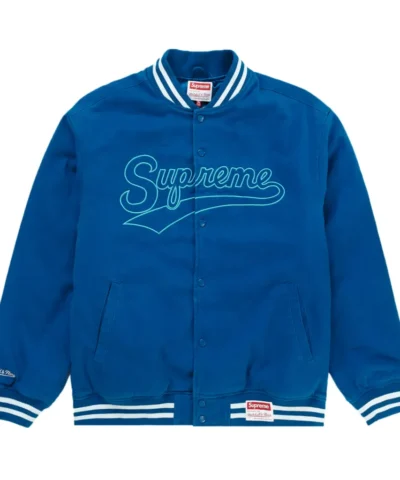 Supreme X Mitchell Ness Doughboy Twill Blue Varsity Jacket 1