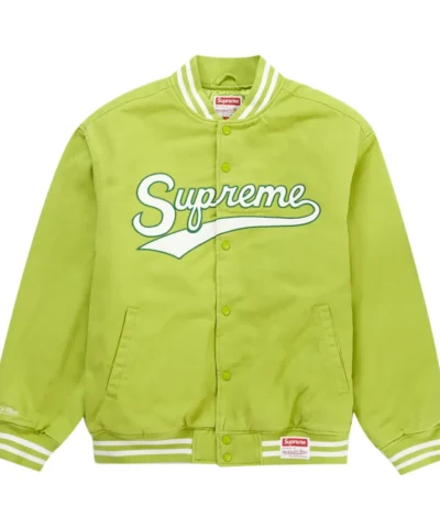Supreme X Mitchell Ness Doughboy Twill Light Green Varsity Jacket 1