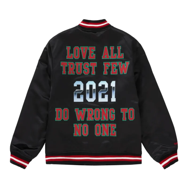Supreme X Mitchell Ness Satin Black Varsity Jacket 2 scaled 1