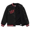 Supreme X Mitchell Ness Satin Black Varsity Jacket 3 scaled 1