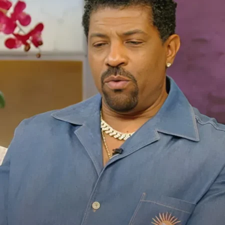 Tamron Hall Show Deon Cole Blue Denim Embroidered Shirt 1