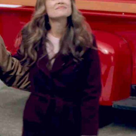 The Christmas Promise 2021 Torrey DeVitto Purple Coat