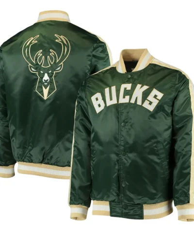 The Offensive Milwaukee Bucks Varsity Green Satin Jacket