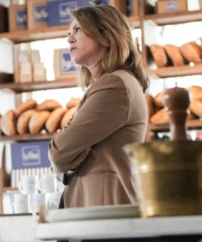 Tracker S02 Amy Pietz Brown Blazer Side