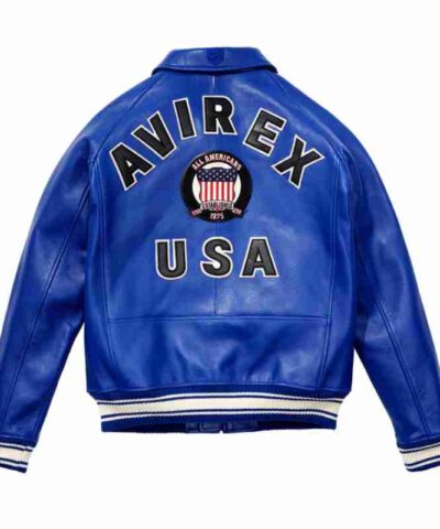 USA Mazarine Blue Icon Leather Jacket