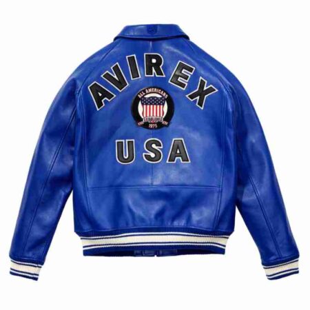 USA Mazarine Blue Icon Leather Jacket