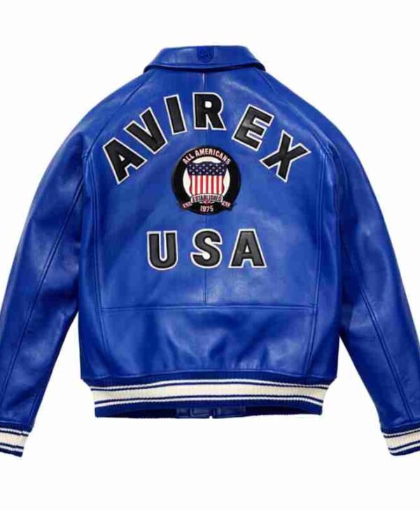 USA Mazarine Blue Icon Leather Jacket