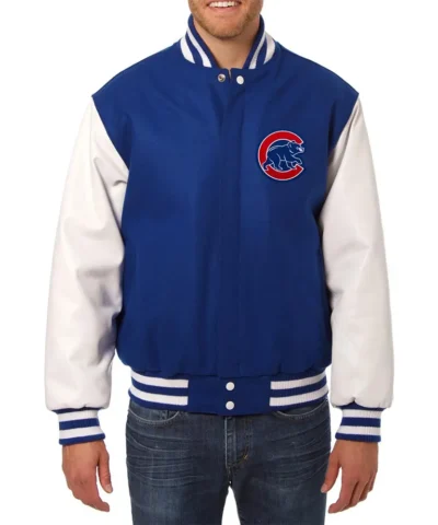 Varsity Chicago Cubs Royal Blue and White Jacket