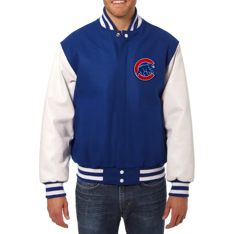 Varsity Chicago Cubs Royal Blue and White Jacket